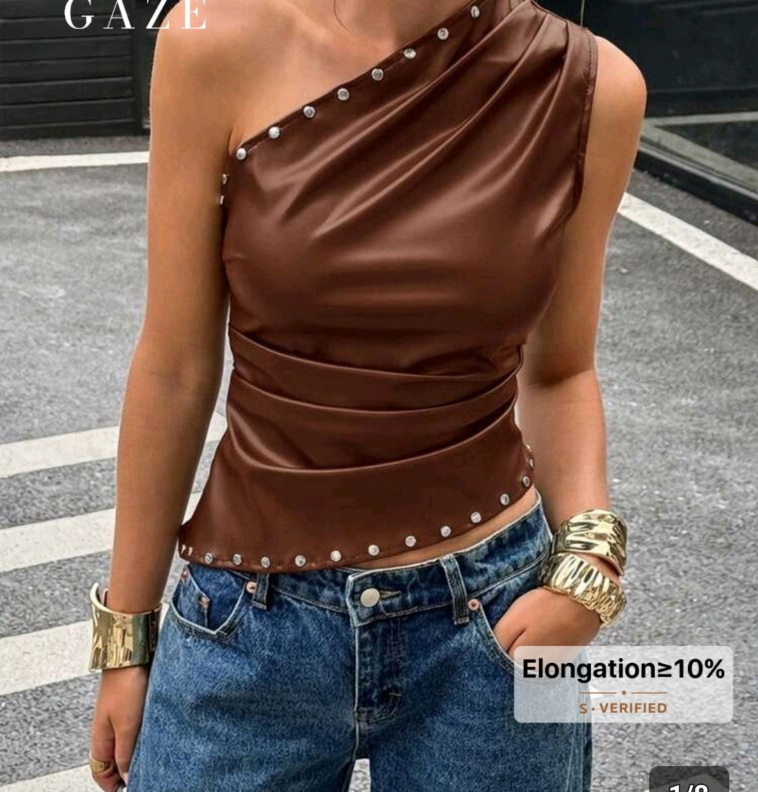 Brown leatherlook top