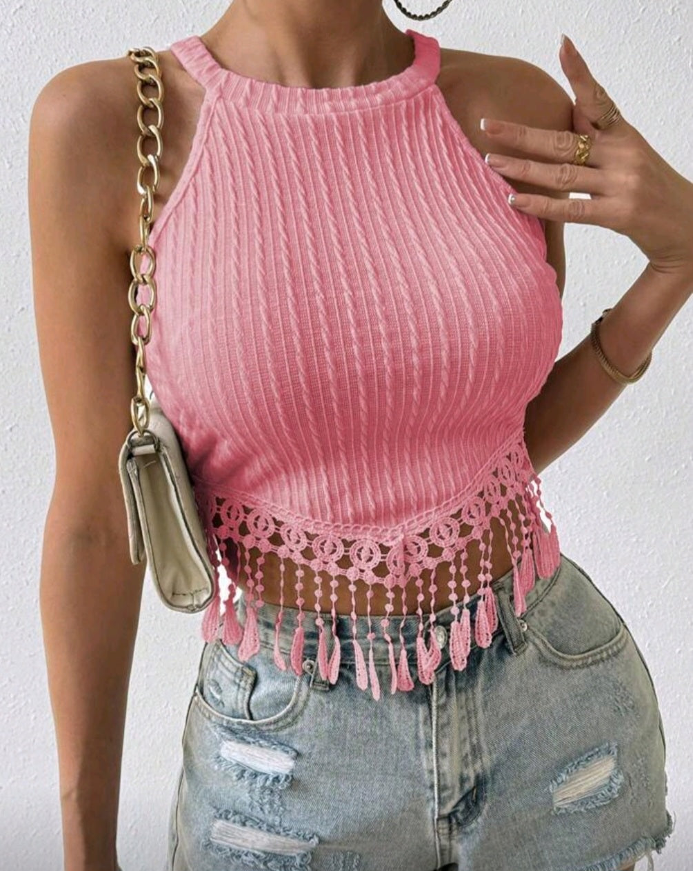 Pink Tassle Top