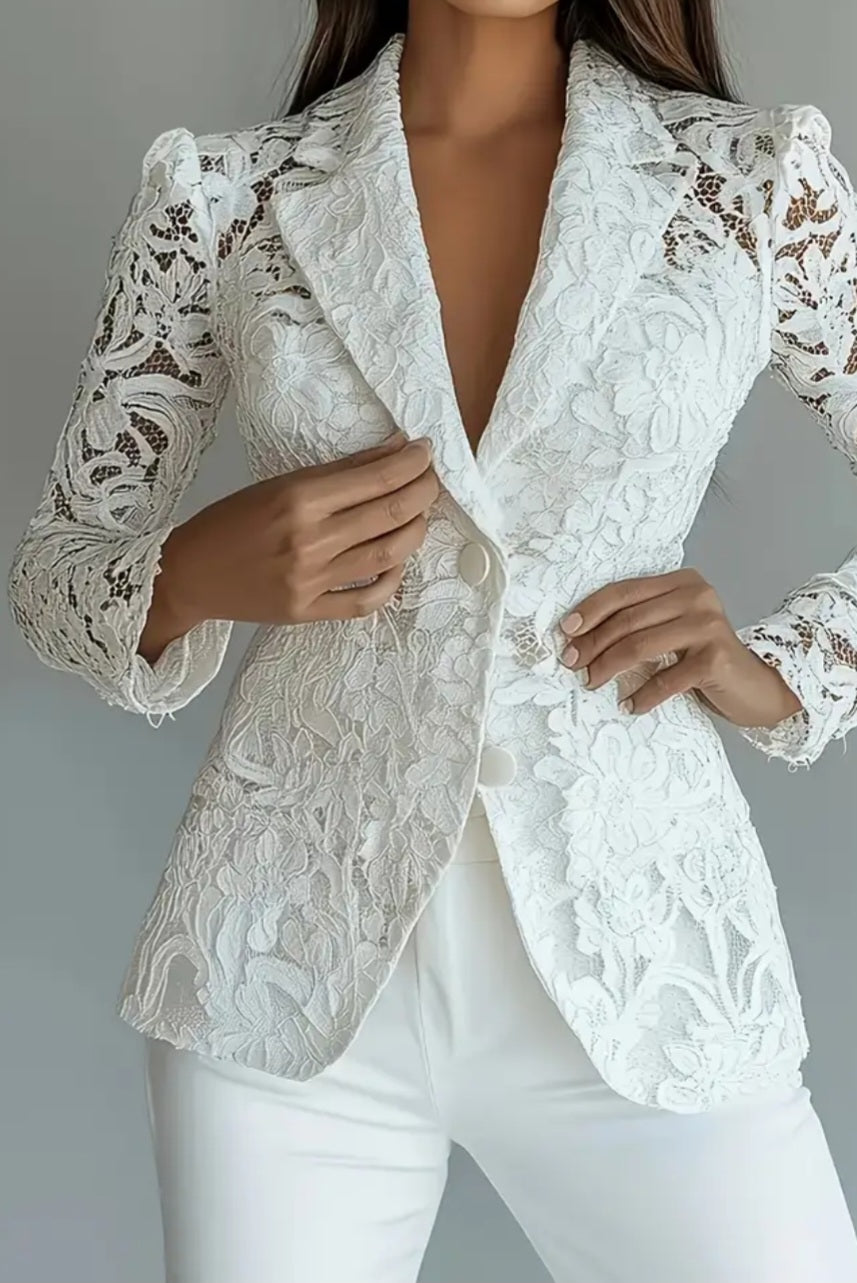 White Lace Blazer